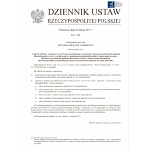 Rozporządzenie Ministra Edukacji Narodowej z 2017 roku – podstawa programowa wychowania przedszkolnego, na której opierają się warsztaty edukacyjne i prozdrowotne dla dzieci